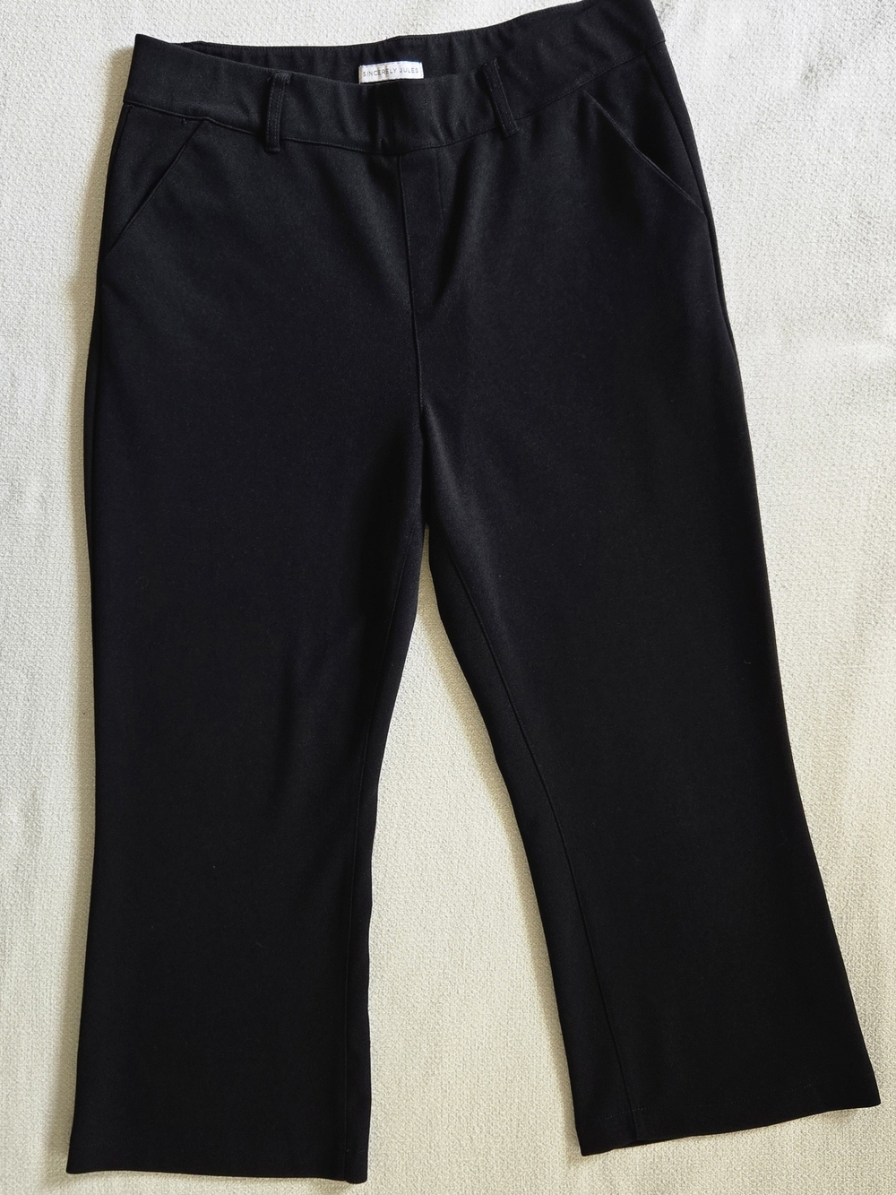 Sincerely Jules Black High Rise Crop Wide Leg Pants Size XL Stretch Pull On